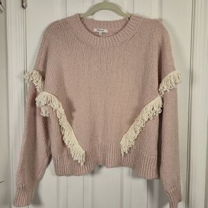 Madewell Montford Fringe Textured Knit Pullover Sweater L – Antique Rose